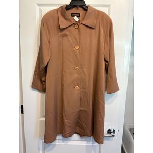 vintage Charmer 1970s Montgomery Ward Women's Tan Sat Coat 3/4 Length Button